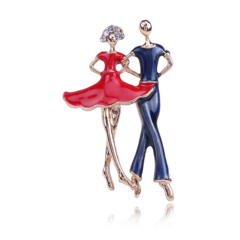 Эмалевая брошь с кристаллами красного и синего цвета для влюбленных значок на