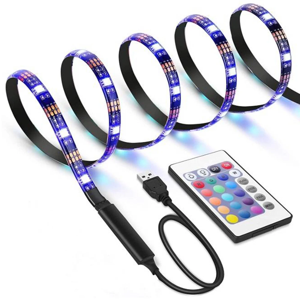 Светодиодные ленты светильник USB 5V RGB гибкий светодиодный лента 1/2/3/4/5M ТВ Экран