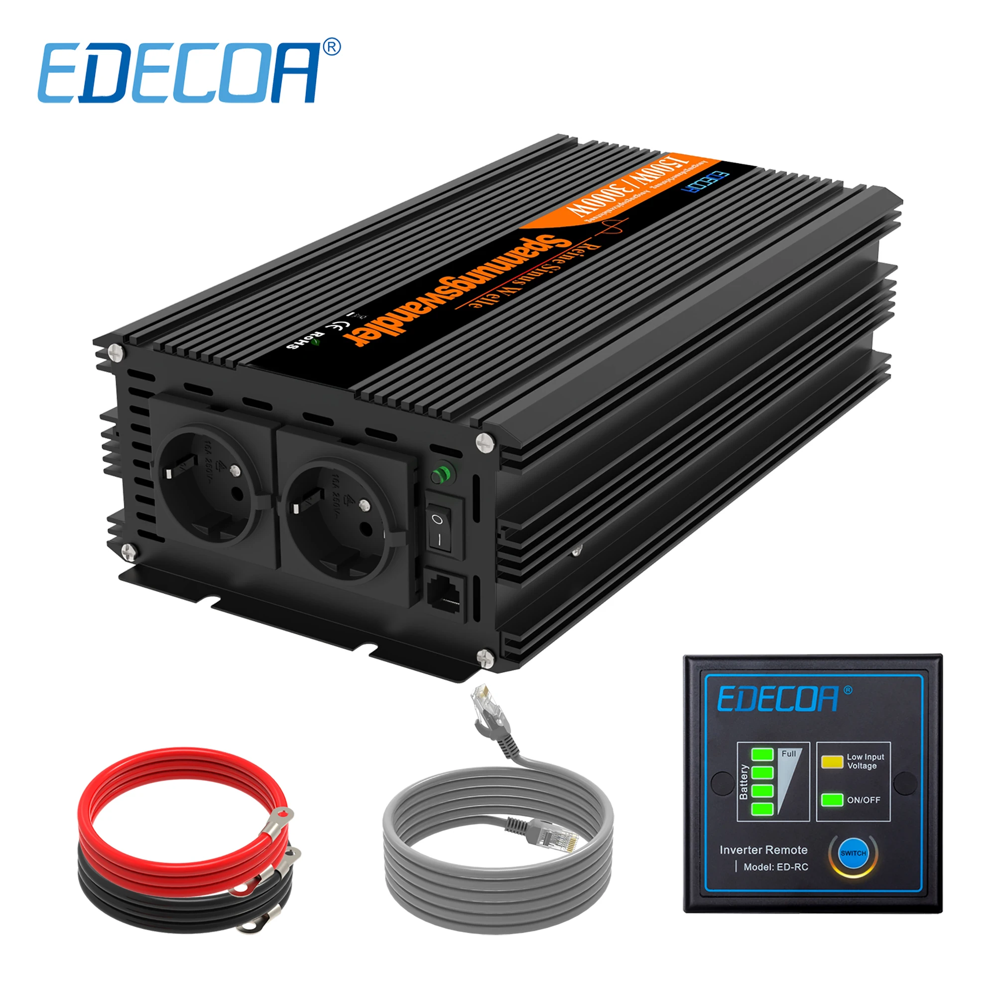 EDECOA от 24 В до 220 инвертор немодулированного синусоидального сигнала 1500 Вт