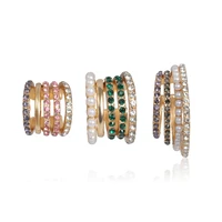 statement non piercing multi layer pearl crystals stackable 3pcsset ear cuffs set for women female cartilage earrings