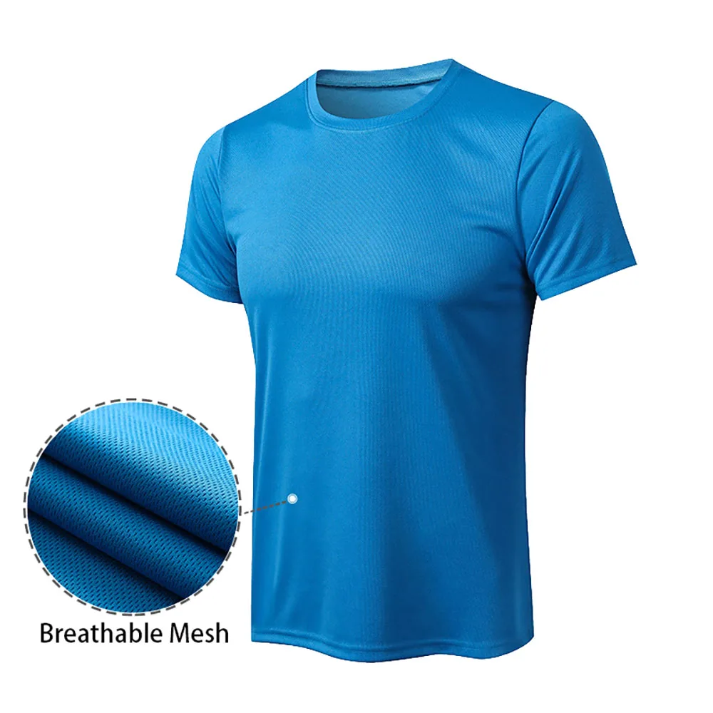 

Men Dry Fit T Shirt Breathable Mesh Fabric Sports Loose T-shirt Gym Fitness Clothing Exercise Bodybuilding Training Shirt MMA
