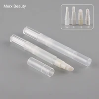 50pcs 3ml transparent plastic twist pen with multi brush head empty portable cosmetic pen lip gloss tube dial upwind up pen