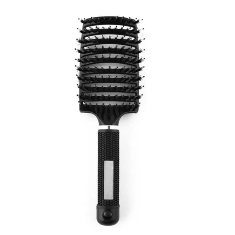 

Nylon Bristles Detangle Hairbrush Curved Vented Ribs Hair Scalp Massage Comb
