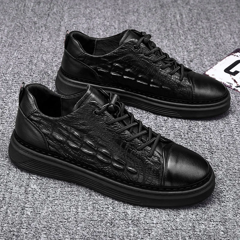 Кроссовки мужские легкие с крокодиловым узором Повседневная Удобная дышащая
