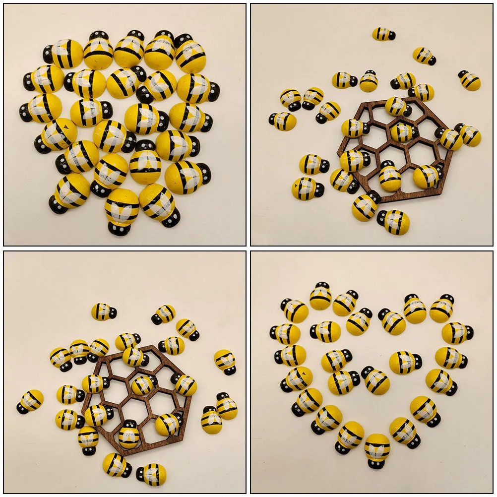 

48Pcs 3D Creative Bee Crafts Decorative Bee Artware Painted Wooden Crafts Wooden Bee Decoration Bee Painting Wooden Crafts
