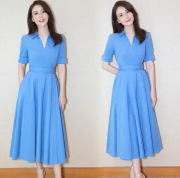 2019 темпераментное шифоновое платье женское осеннее новое с v образным вырезом и