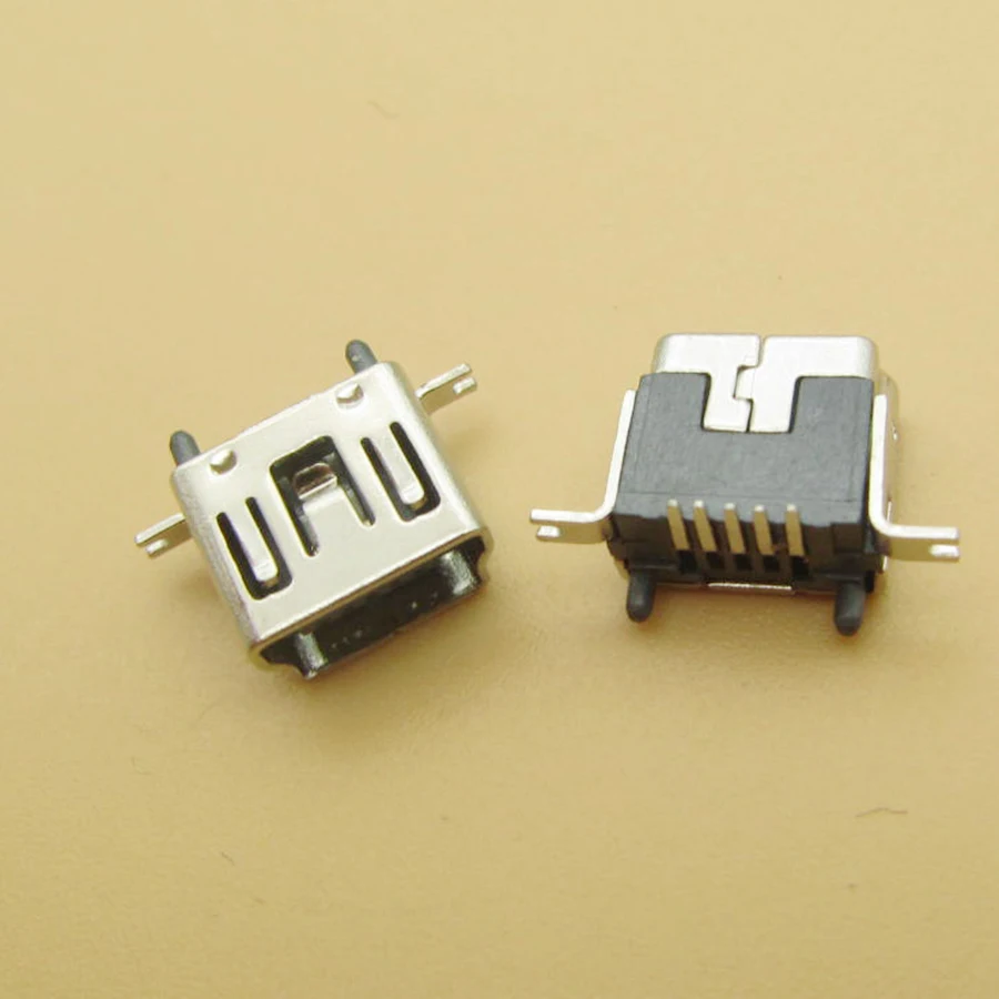 100 шт. мини usb Тип B Женский 5 Pin DIP Вертикальная ножка PCB 180 градусов разъем V3 Micro USB
