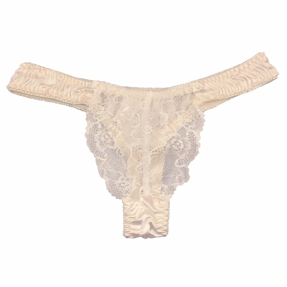 4 пары женских кружевных стрингов из чистого шелка размеры США S M L XL XXL|l xl xxl|thong