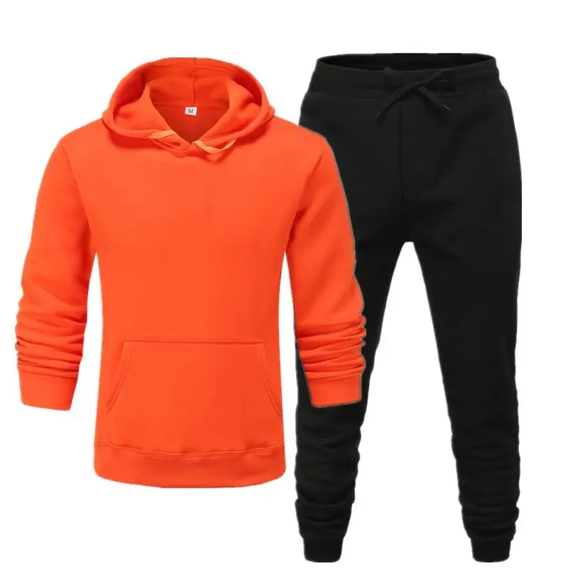 

New 2020 Brand Tracksuit Fashion Men Sportswear Two Piece Sets All Cotton Fleece Thick hoodie+Pants Sporting Suit Male
