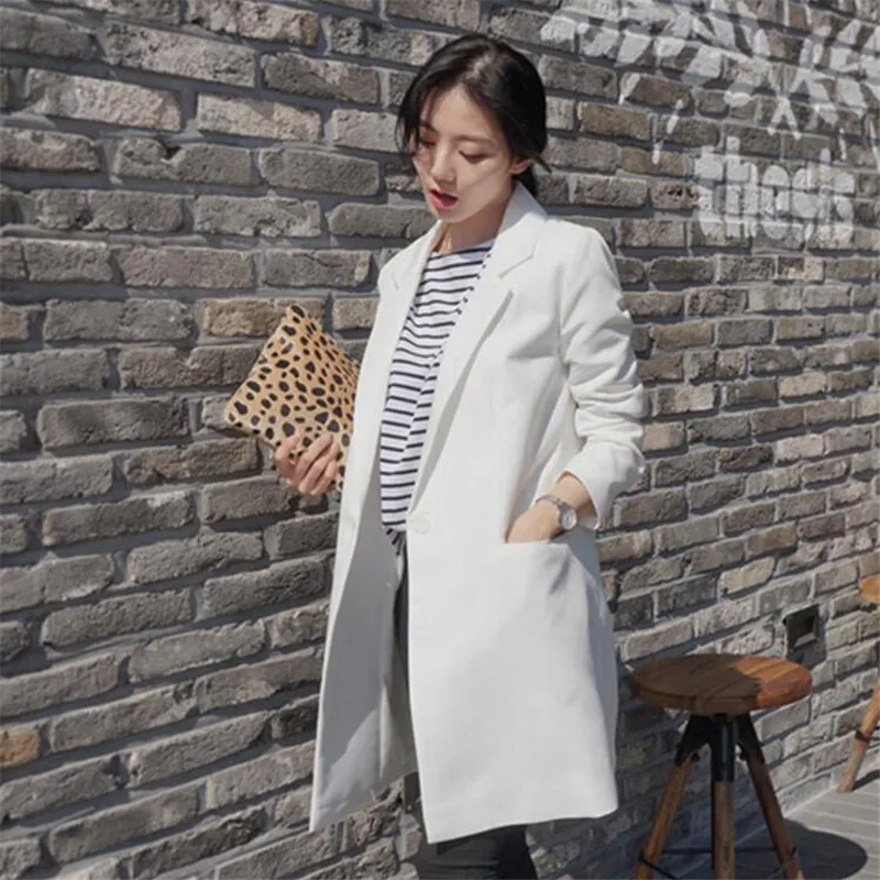 

Spring And Autumn Fashion Women Suit Jacket Female Mid-length Long Sleeved Office Lady Suit Loose Blazer Suit Tops A3972