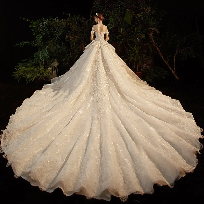 Великолепные Роскошные свадебные платья с круглым вырезом иллюзия длинным
