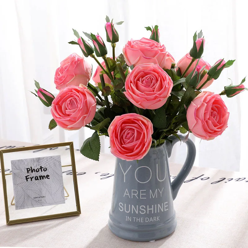 Искусственная Роза с 2 головками имитация букета Рождественский Декор