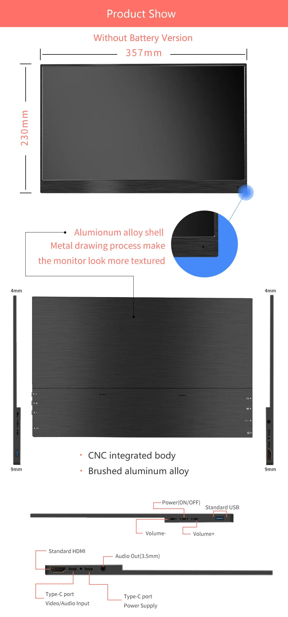 Игровой портативный монитор 144 Гц 15,6 дюймов 1080P usb type-C 9 мс время отклика ips HDR 5 мм ультра тонкий для офиса и игр PS4 xbox