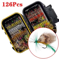 25 126pcsbox portable nymph scud midge flies kit assortment with box trout fishing fly lures