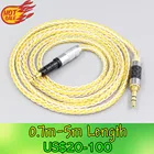 LN007282 8-жильный Серебристый позолоченный плетеный кабель для наушников для Audio Technica ATH-M50x ATH-M40x ATH-M70x ATH-M60x