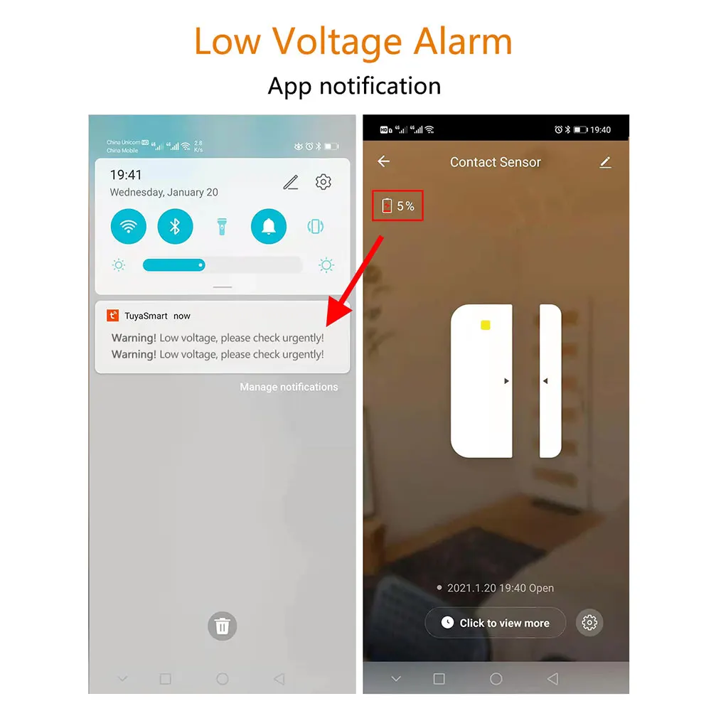 GauTone PB69 TUYA Smart Wifi датчик для двери домашней безопасности оповещения охранной