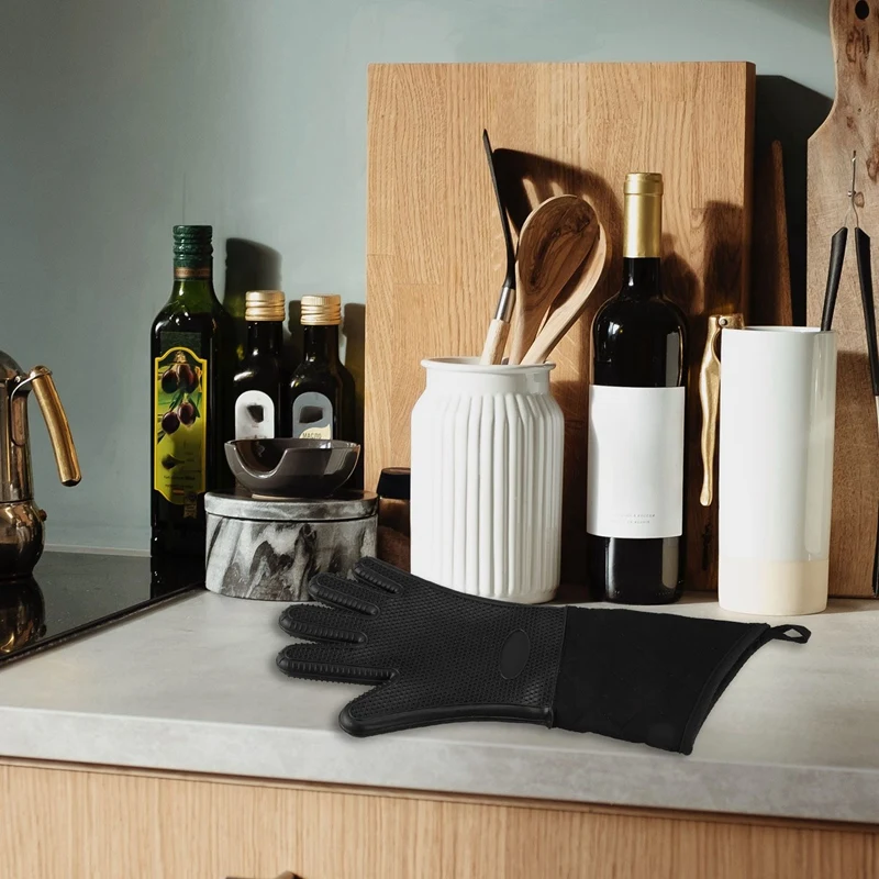 1 шт. термостойкие силиконовые кухонные перчатки для барбекю и духовки готовки