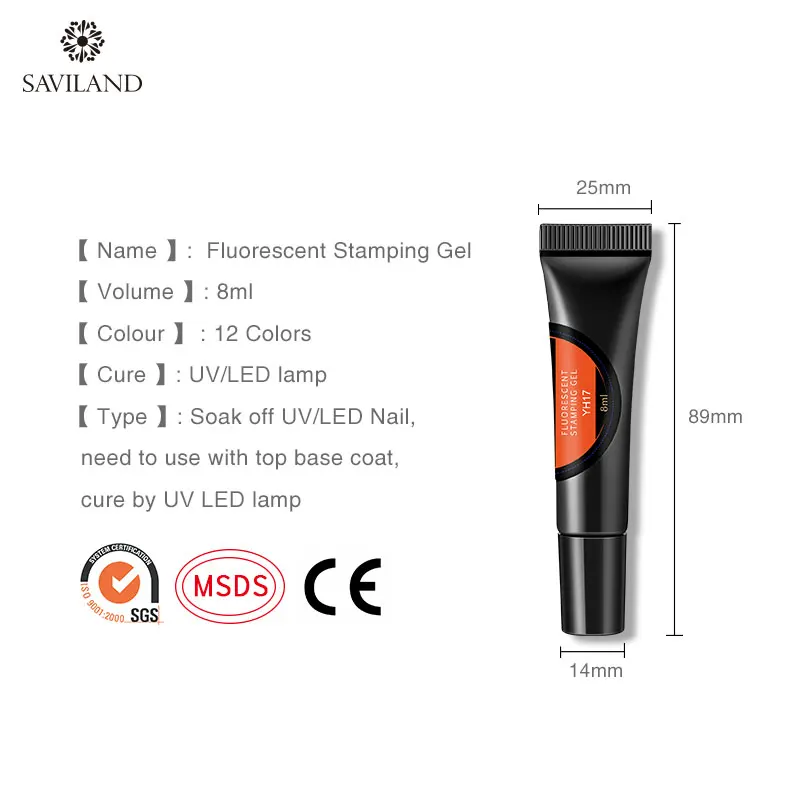 Неоновые флуоресцентные штампы SAVILAND для стемпинга ногтей гелевый штамп