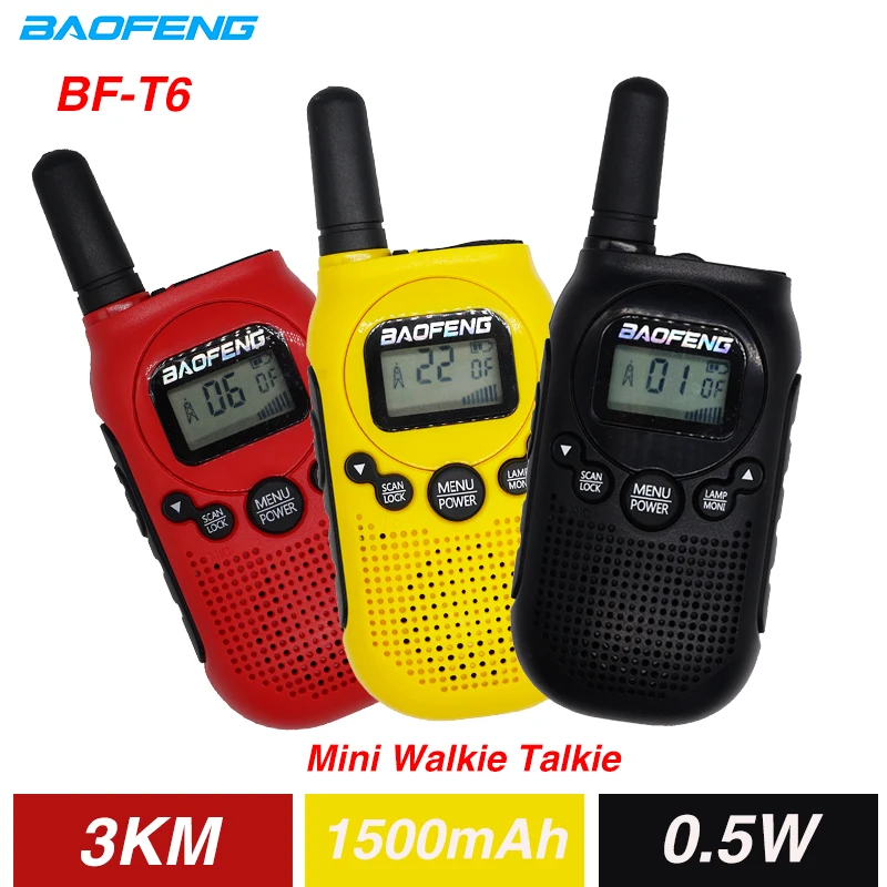 2 шт. Baofeng BF-T6 мини Детская рация FRS PMR Портативная радиостанция CB Ham 3 км 22 канала