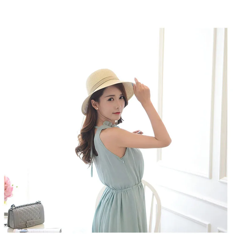 Модная соломенная шляпа милые женские солнечные шляпы лук ручной работы кепка пляжная повседневная девочки летний подарок доставка