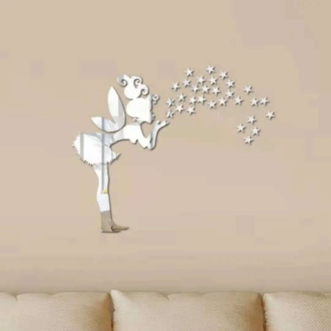 

1pcs New Fairy Elves Star Wall Stickers Mirror Stickers Decal For Living Room Bedroom Bathroom Nordic Decor Vanity Small Mirror