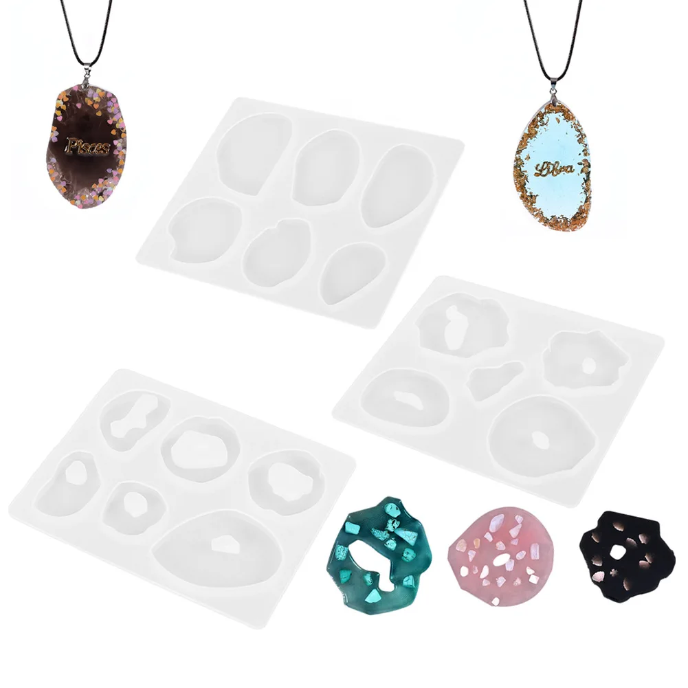

DIY Jewelry Making Hand Irregular Gem Necklace Pendant Crystal Drop Mold Epoxy Resin Mirror Silicone Mold Geometric Cabochon
