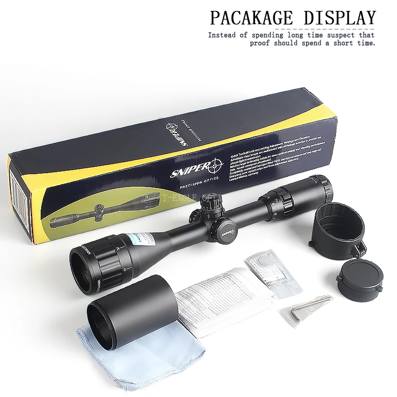 SNIPER 4-12X44 AOGL Hunting Riflescopes Tactical Optical Sight Full Size Glass Etched Reticle RGB Illuminated Rifle Scope