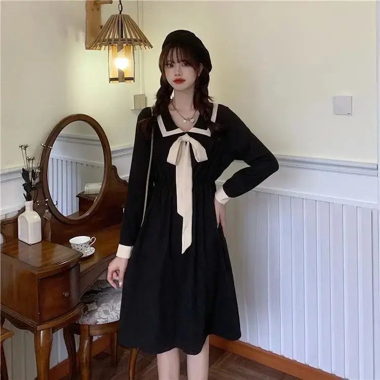 

Bow Autumn Winter New Women's Dress Long Sleeve Dress Dresses for Women Vestido De Mujer