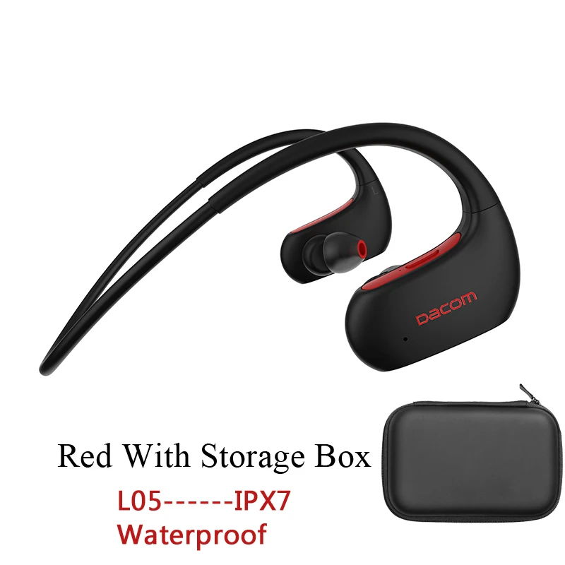 L05 Red Storage DACOM спортивные Bluetooth наушники беспроводные IPX7 водонепроницаемые наушники стерео бас гарнитура Hands-free с микрофоном для телефона - Цвет: L05 Red Storage