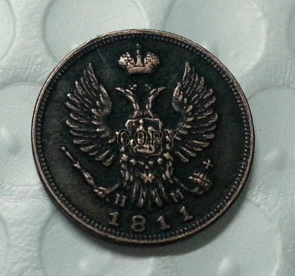 Копия монеты античный цвет Россия 1811 копия Денга (1/2 копек) | Дом и сад