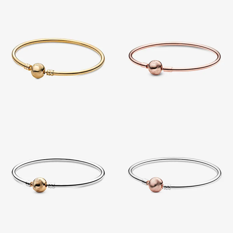 

Authentic 925 Sterling Silver Pan Bracelet Classic Round Button Creative Diy Basic Bracelet Fit Diy Charm Women Jewelry