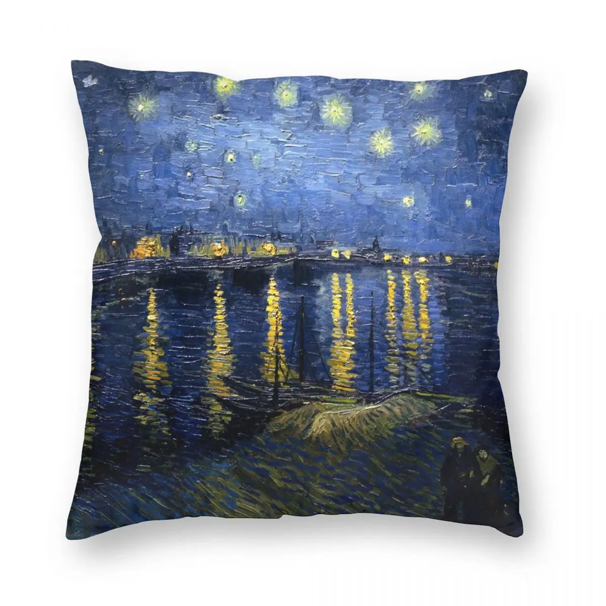 

Starry Night Over The Rhone Van Gogh Pillowcase Polyester Linen Velvet Pattern Zip Decor Home Cushion Cover 45x45