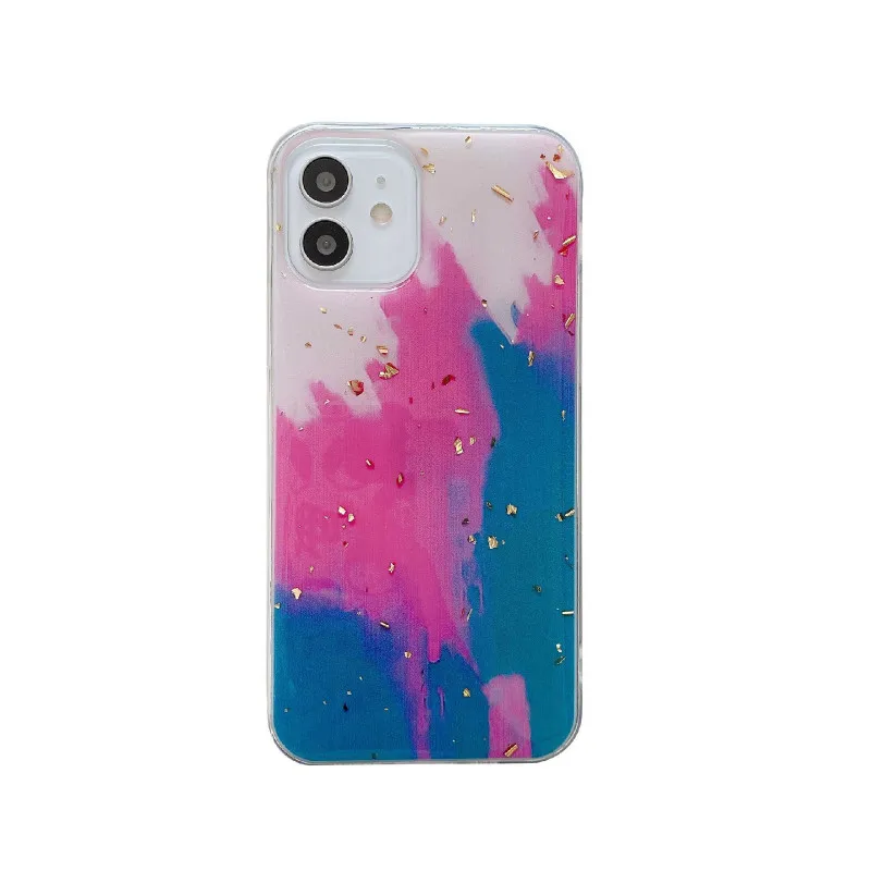 

Watercolor Epoxy Silicone Phone Case for iPhone11 12Pro Max mini X XR XS XSMax 8 7PluS anti-drop protective back cover