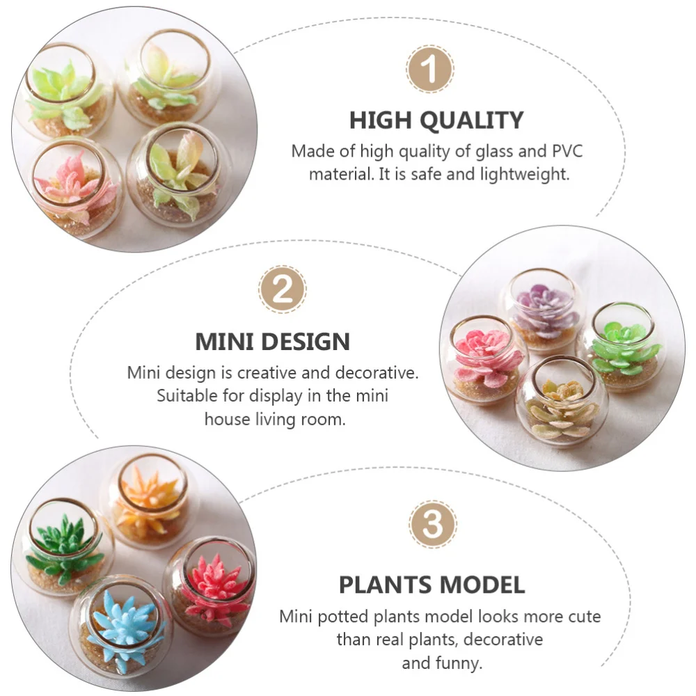 

6Pcs Mini House Potting Decor Mini House Potted Plant Model (Random Style)