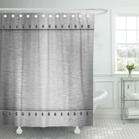 gray sheet silver armour metal brushed plate steel armor shower curtain waterproof polyester 72 x 78 inches set with hooks