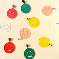 yaologe happy acrylic earrings round smiley face hollow jewelry unique design all match multicolor hypoallergen gift for women