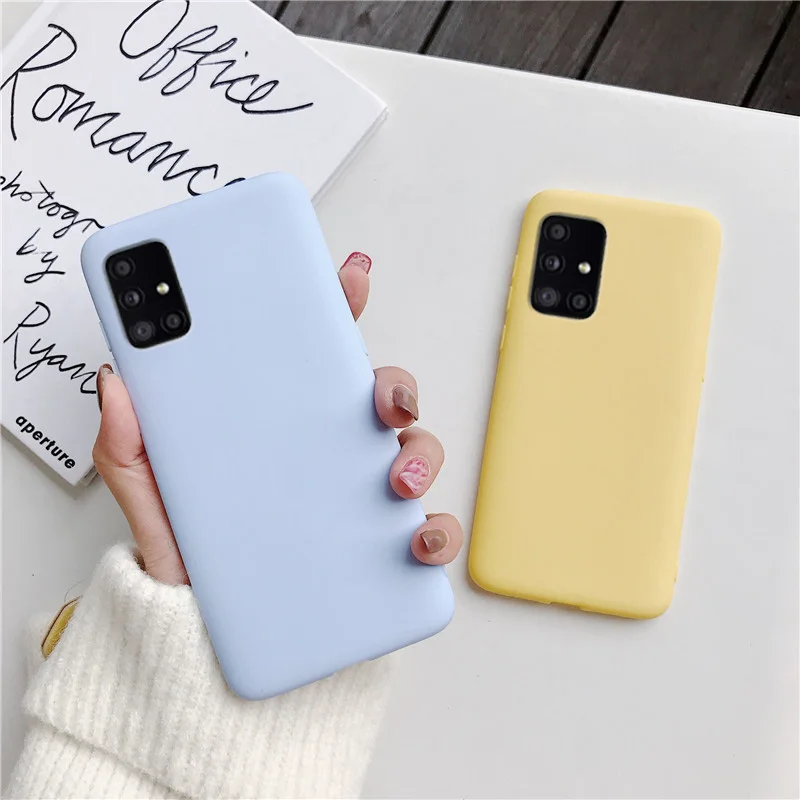 Candy Color Matte Silicone Phone Case For samsung galaxy A51 A71 A12 A42 A52 A72 A32 4G 5G M31 A21S A31 A41 M51 Nacho Back Cover
