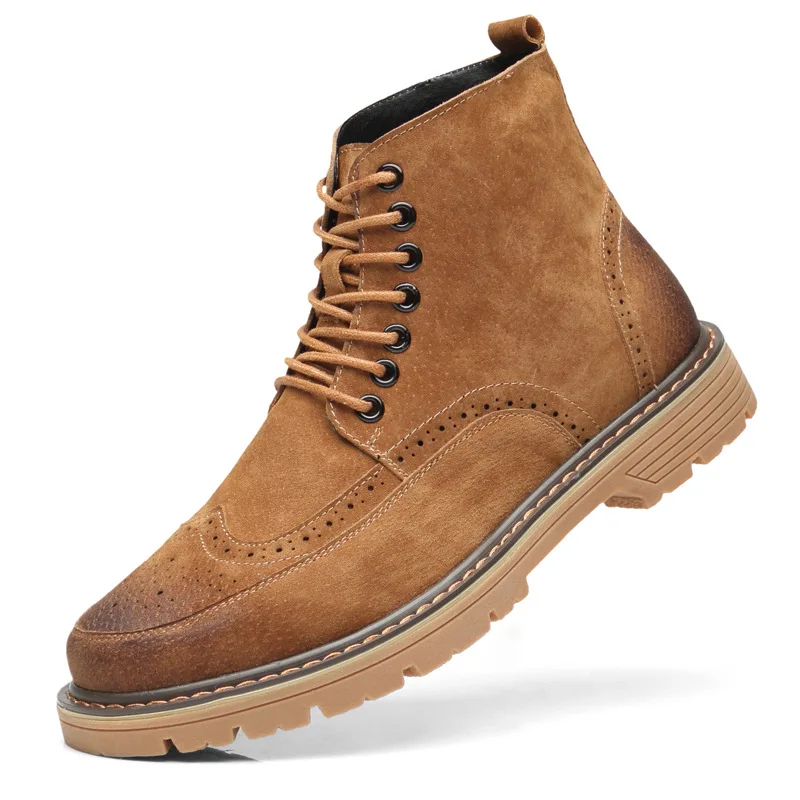 

Nice Spring New Men Boots Martens man Ankle Boots Leather Oxford sole Bullock Man Desert Bots Lace-up Male cowboy boots