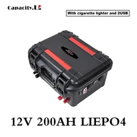 12v200ah rechargeable lifepo4 battery pack bluetooth bms rv outdoor marine battery waterproof inverter solar lithium battery