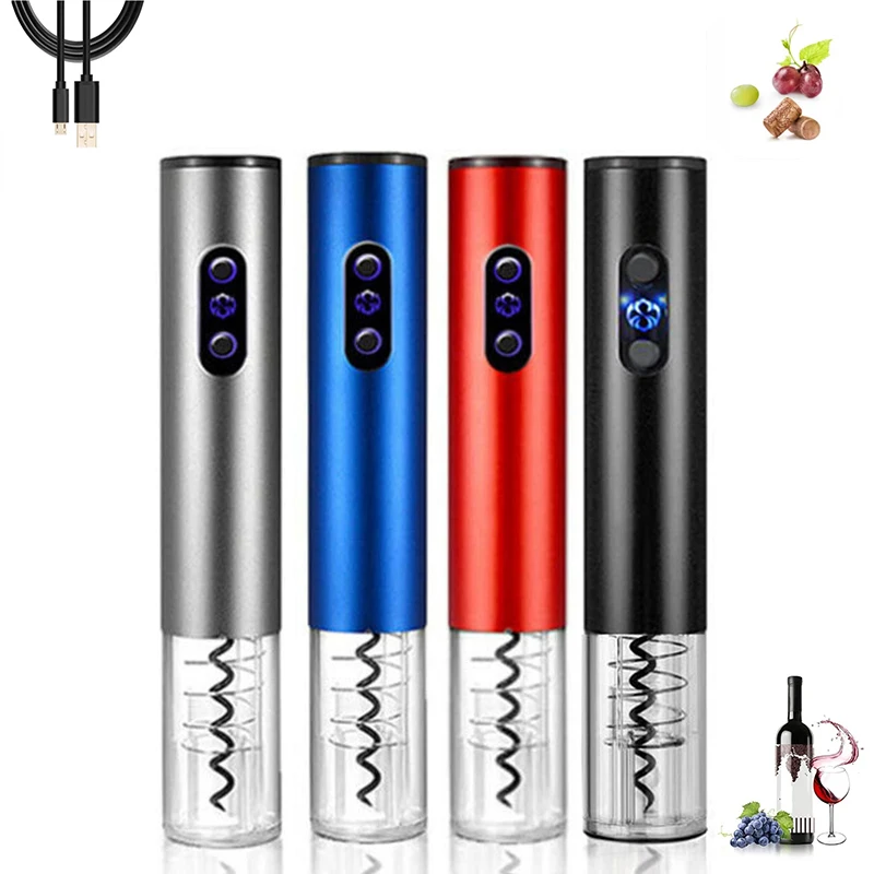 

Electric Wine Bottle Opener LED Automatic Professional Red Wine Opener with Foil Cutter USB Charging Openers Battery Corkscrew