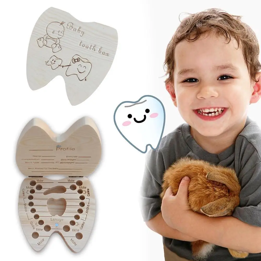 

Toys For Girls Baby Tooth Box Wooden Milk Teeth Organizer Storage Baby Souvenirs Girls Wholesale Boys Gift