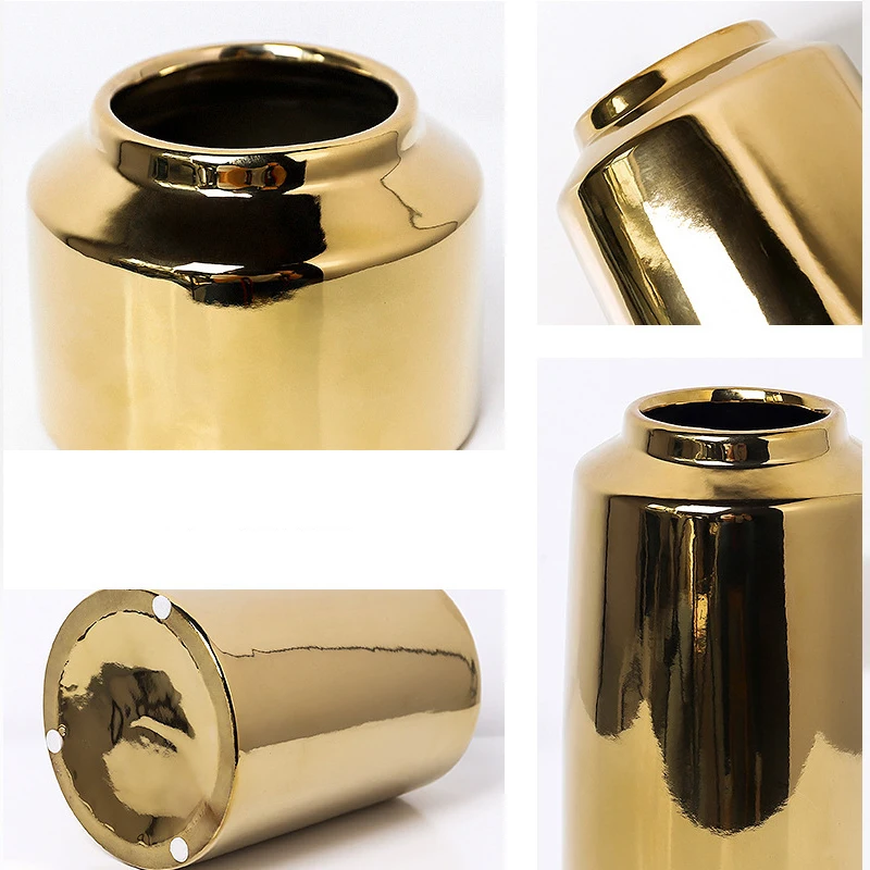 

Light Luxury Modern Home Golden Ceramic Desktop Vase Living Room Bedroom Decoration Ceramic Vase TV Cabinet Wine Cabinet Decor