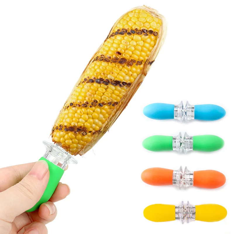 2 Pcs/Set BBQ Corn Holders Safe Stainless Steel on The Cob Skewers Needle Prongs for Barbecue Hand Tools | Дом и сад