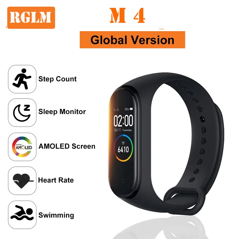 Смарт-часы RGLM M4 с цветным экраном спортивный фитнес-браслет датчик артериального