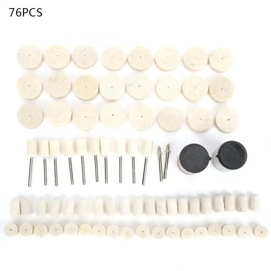 

76PCS Wool Polishing Buffing Wheel Rotary Tool Accessory Set for Mini Drill Electric Grinder Wool Polishing Wheel