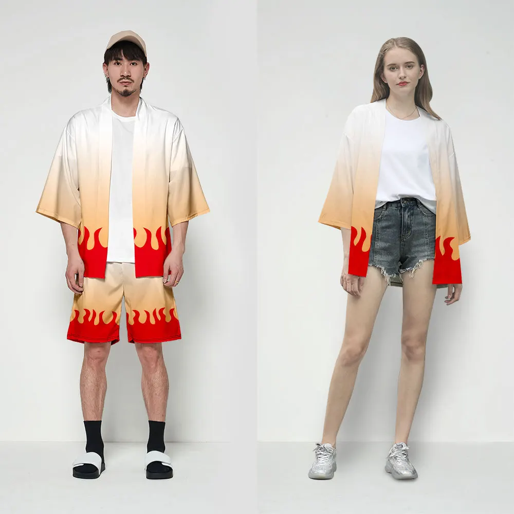VEVEFHUANG Anime Demon Slayer Kimetsu No Yaiba Tanjiro Kamado Cosplay Costume Men Kimono Plus Size Set Jackets Halloween Party |
