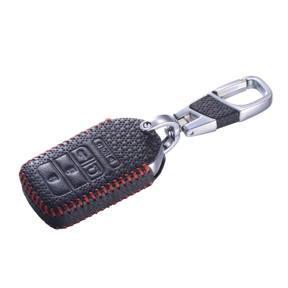 Leather Remote Holder Keychain for Honda Civic Crosstour CRV Pilot Accord Fit Freed Smart Fob Shell Sleeve | Аксессуары для салона