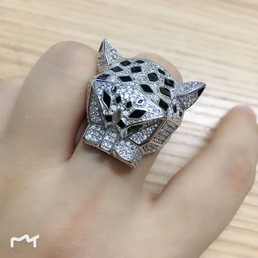 Модные дизайнерские вечерние ювелирные изделия 3A кубического циркония кольцо с пантерой Халат с капюшоном в виде животного Леопард палец кольцо известная марка ювелирных изделий 6/7/8/9/10 Размер