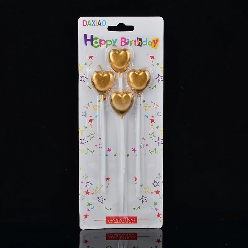Gold heart 1 комплект золотого и серебряного цвета с надписью «Happy Birthday», праздничный торт, праздничные принадлежности для дня рождения, милые свечки на день рождения для кухни, выпечка в подарок - Цвет: Gold heart