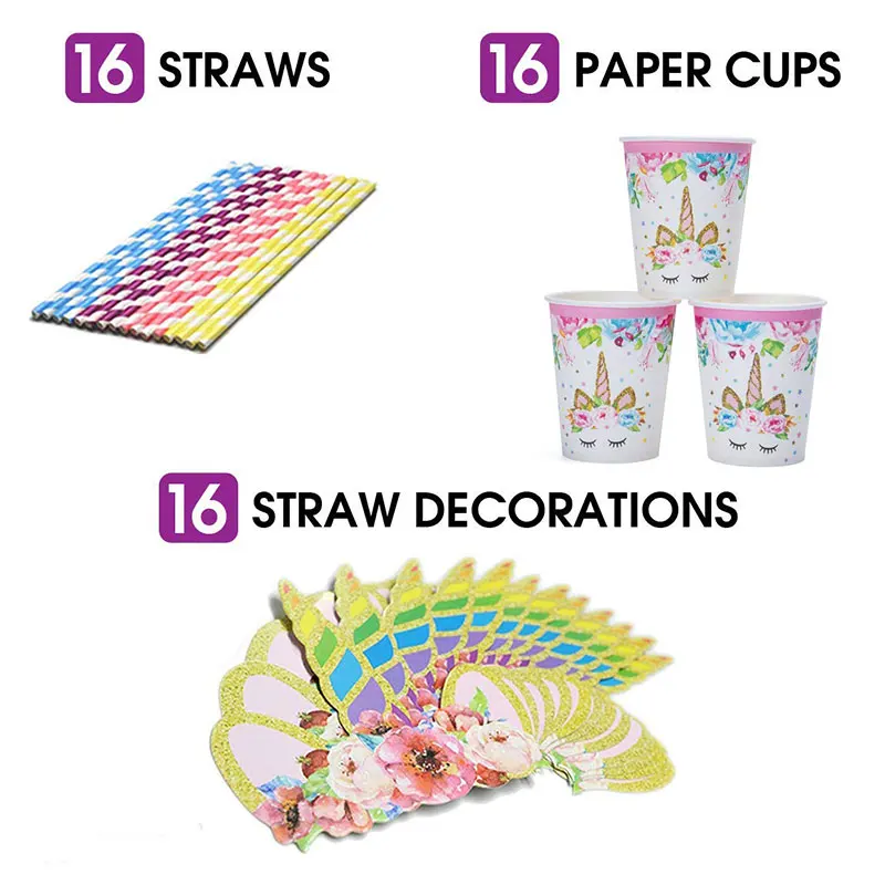 Милые единороги тема вечерние столовые приборы тарелки салфетки счастливые